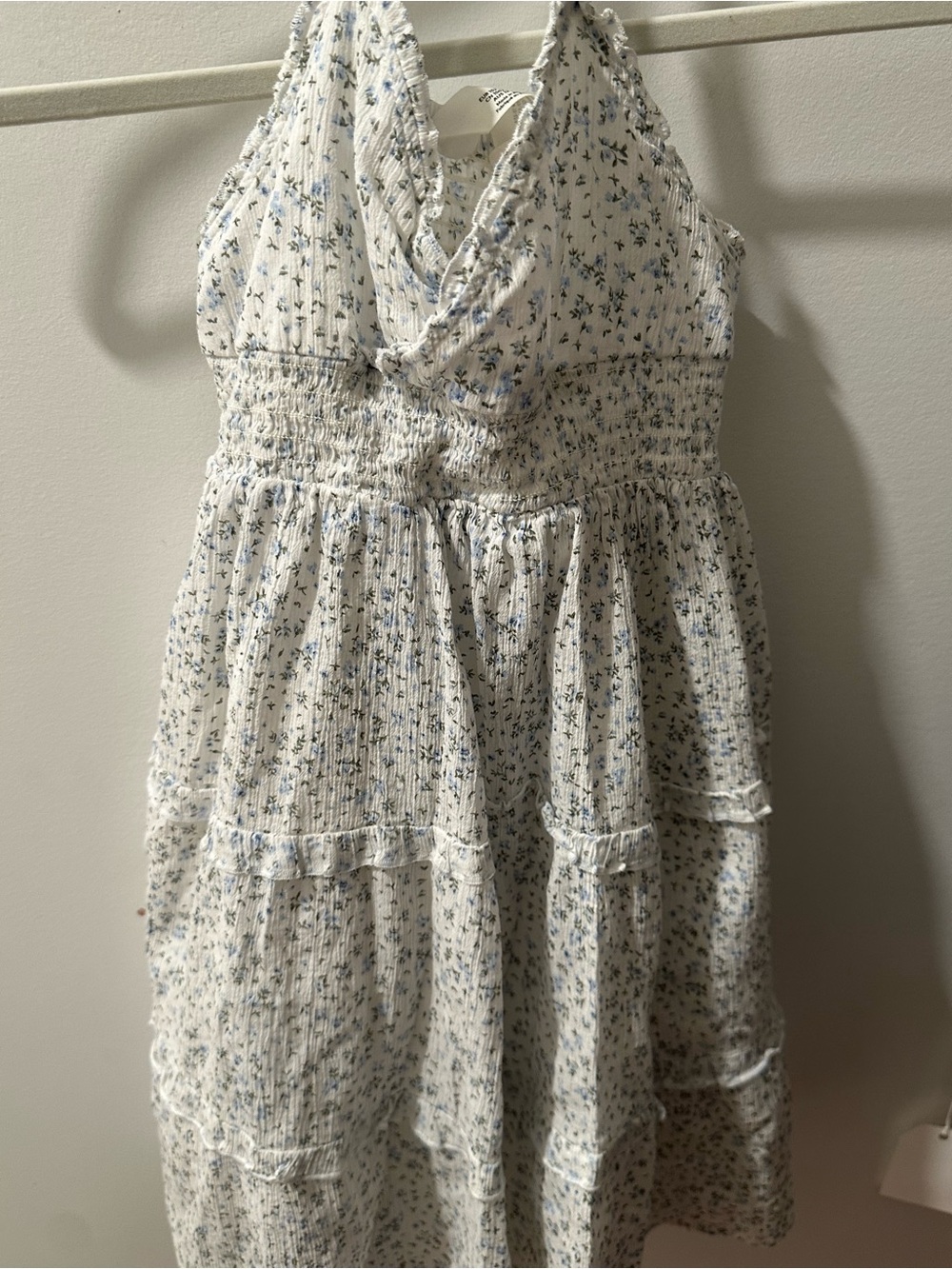 H&M White Dress with Light Blue Floral Print